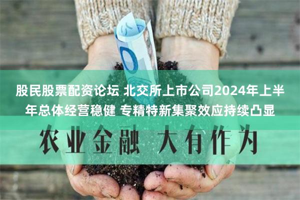 股民股票配资论坛 北交所上市公司2024年上半年总体经营稳健 专精特新集聚效应持续凸显