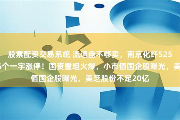 股票配资交易系统 流通盘不够卖，南京化纤525万手封板，连续6个一字涨停！国资重组火爆，小市值国企股曝光，美芝股份不足20亿